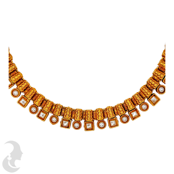 Short Necklace- White Stones- Studs, Product Code: V-1106 - Image 2