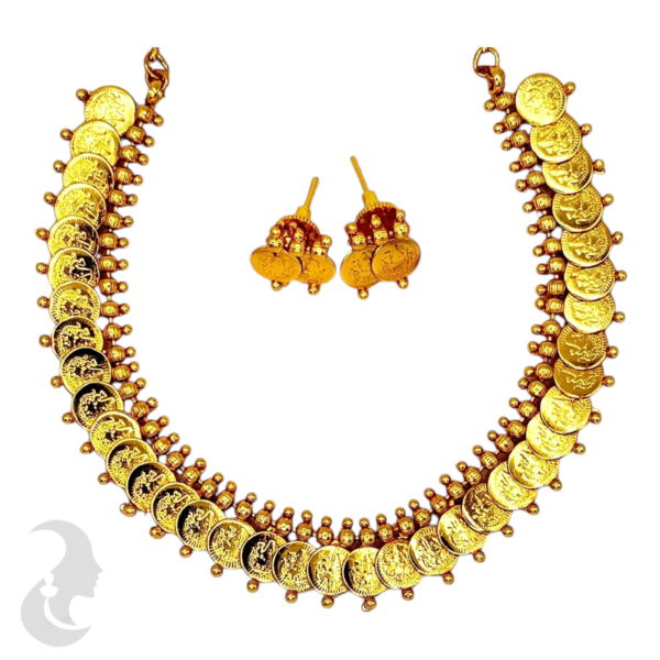 Short Necklace- Lakshmi Coin - Lakshmi Coin Studs, Product Code: V-1112