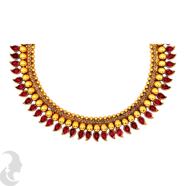 Short Necklace- Mango Design- Ruby Color Stone, Product Code: V-1120 - Image 2