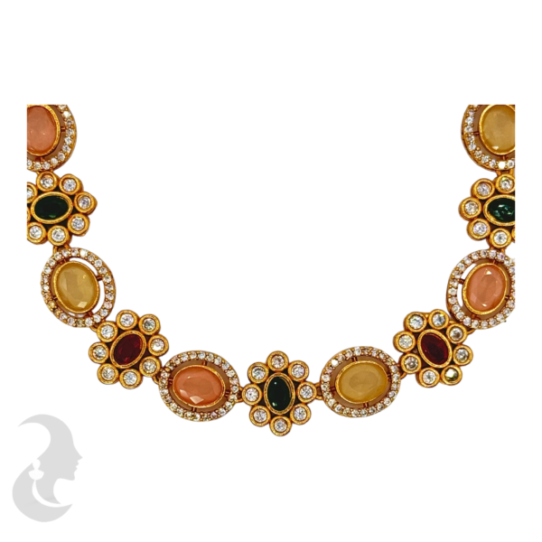 AD Necklace - Multi Color Stones -Studs, Product Code: V-1017 - Image 2