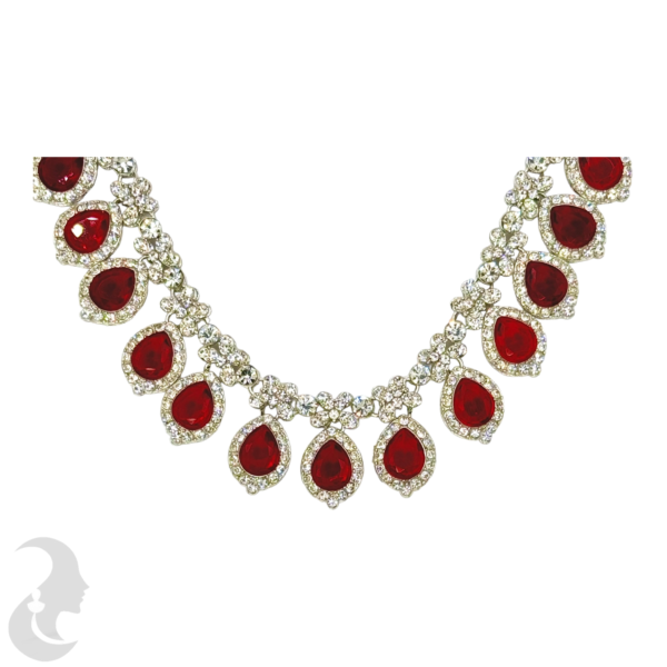 AD Necklace- Ruby Color Stones- With Maati & Studs, Product Code: V-1152 - Image 2