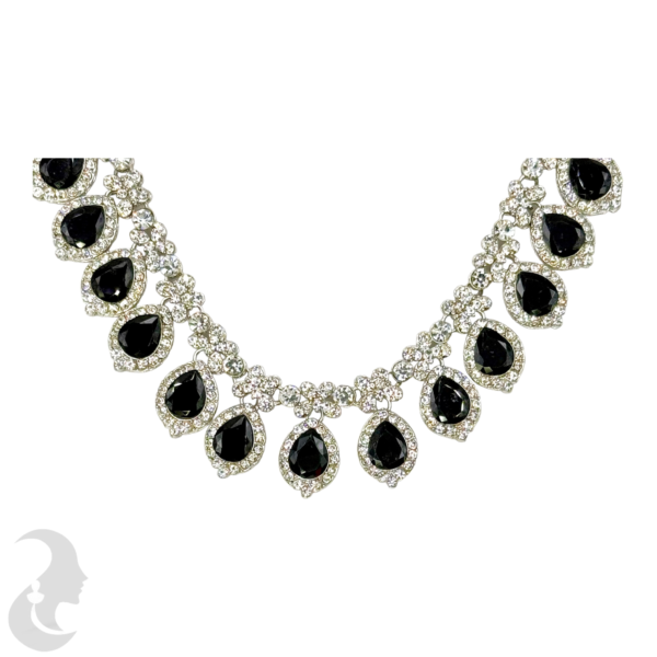 AD Necklace- Black Stones- With Maati & Studs, Product Code: V-1153 - Image 2