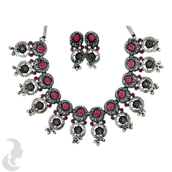 Flower Design- Pink Stones- Flower Jhumkas- Studs- Maati, Product Code: V-1165