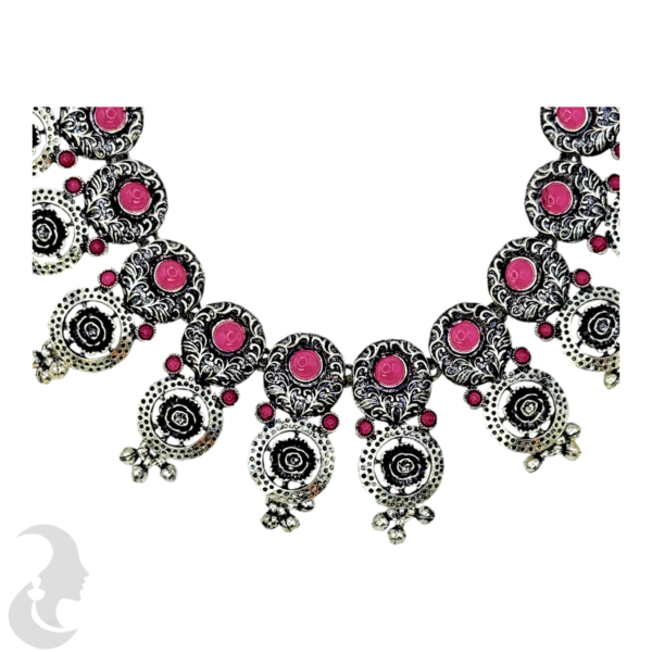 Flower Design- Pink Stones- Flower Jhumkas- Studs- Maati, Product Code: V-1165 - Image 2