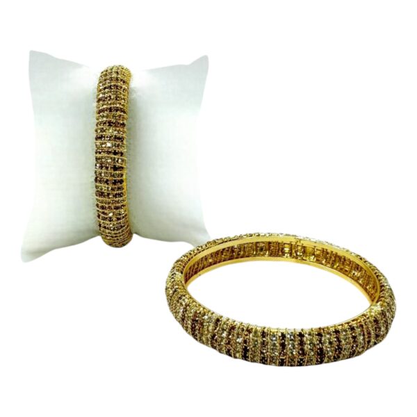 Gold Bangles- Crystal Stones-2 Bangles Set. Product Code:  V-1194 - Image 2