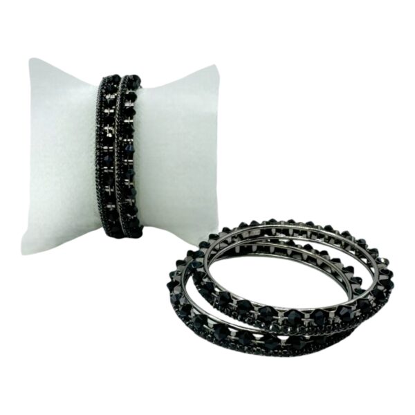 Bangles- Black Stones- 4 Bangles Set. Product Code:  V-1211