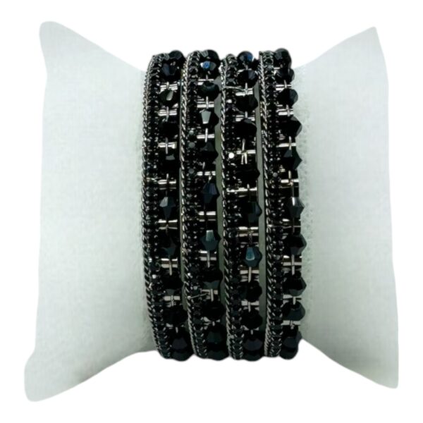 Bangles- Black Stones- 4 Bangles Set. Product Code:  V-1211 - Image 2