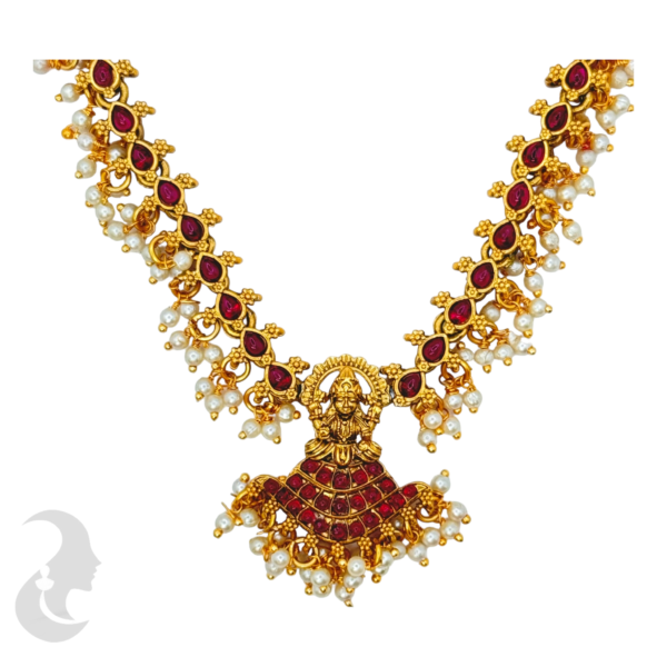 Lakshmi Pendant - Ruby Color Stones - Jhumkas, Product Code: V-1026 - Image 2