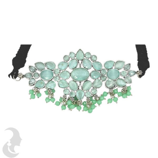 Choker- Thread Necklace- Mint Stones- Studs, Product Code: V-1231 - Image 2