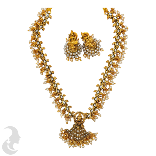 Lakshmi Pendant - White Stones - Jhumkas, Product Code: V-1028