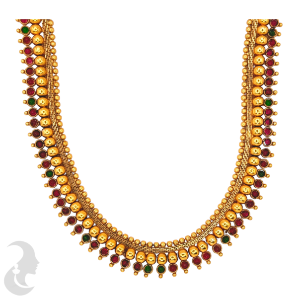 Long Haram- Green & Ruby Color Stones- Studs, Product Code: V-1030 - Image 2