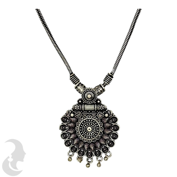 Black Silver Pendant Necklace- Unique Design, Product Code: V-1325 - Image 2