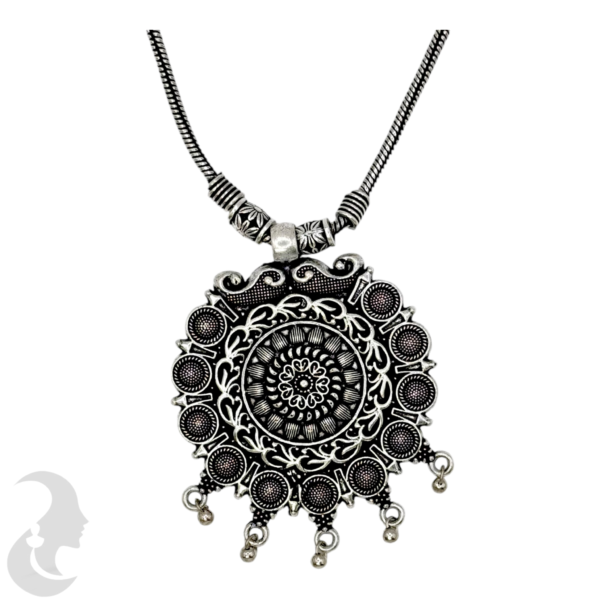 Black Silver Pendant Necklace, Product Code: V-1328 - Image 2