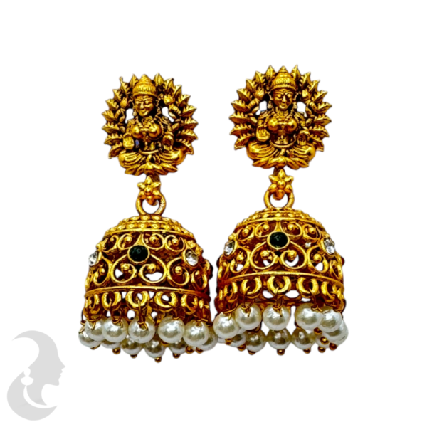 Fashion Jhumka-Green Color, Ruby Color & Plain Stones- Lakshmi Design, Product Code: V-1346