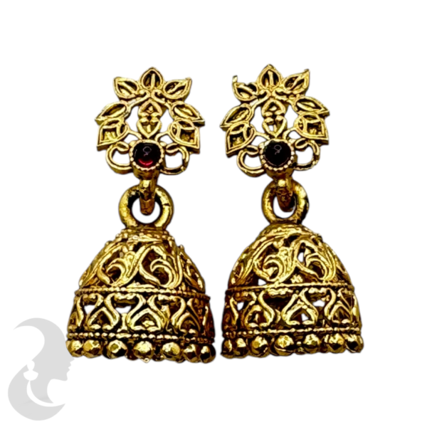 Fashion Small Jhumka- Ruby Color Stone, Product Code: V-1358