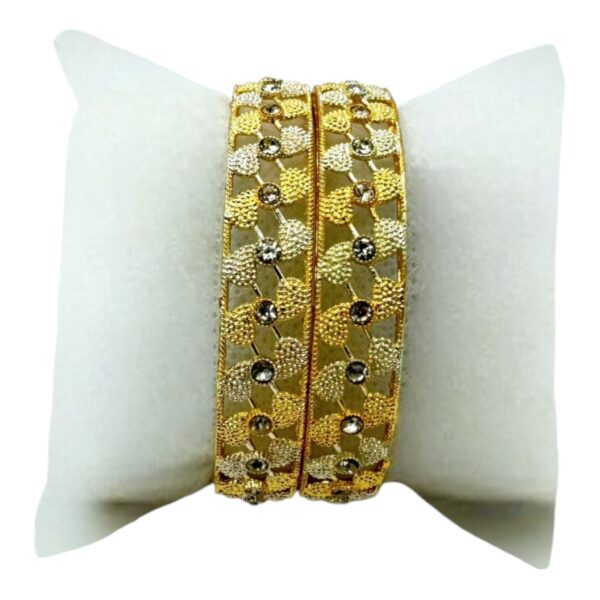 Gold And Silver Design Bangles- 2 Bangles Set. Product Code:  V-1387