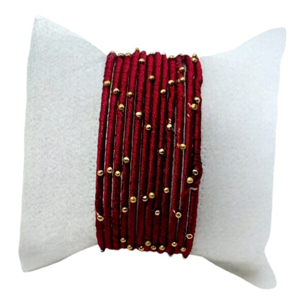 Fashion Bangles- Maroon Thread- 12 Set. Product Code:  V-1391