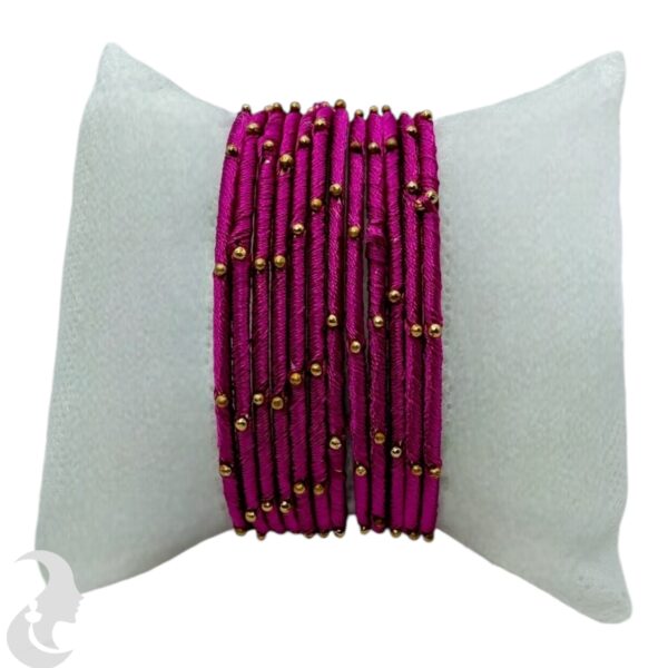 Fashion Bangles- Dark Pink Thread- 12 Set, Product Code: V-1936