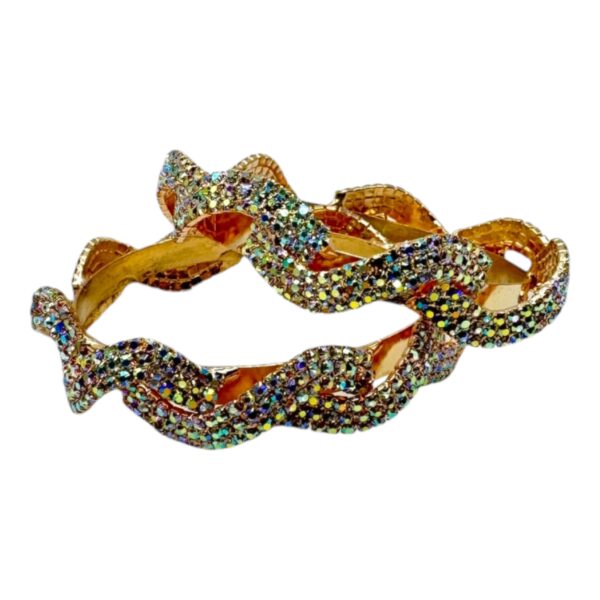 Gold Bangles- Wavy Design-2 Bangles Set. Product Code:  V-1402 - Image 2