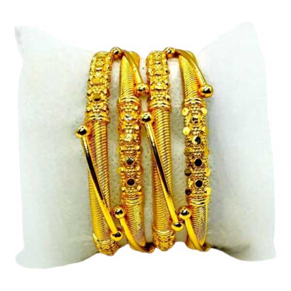 Gold Unique Design- 4 Bangles Set. Product Code:  V-1428