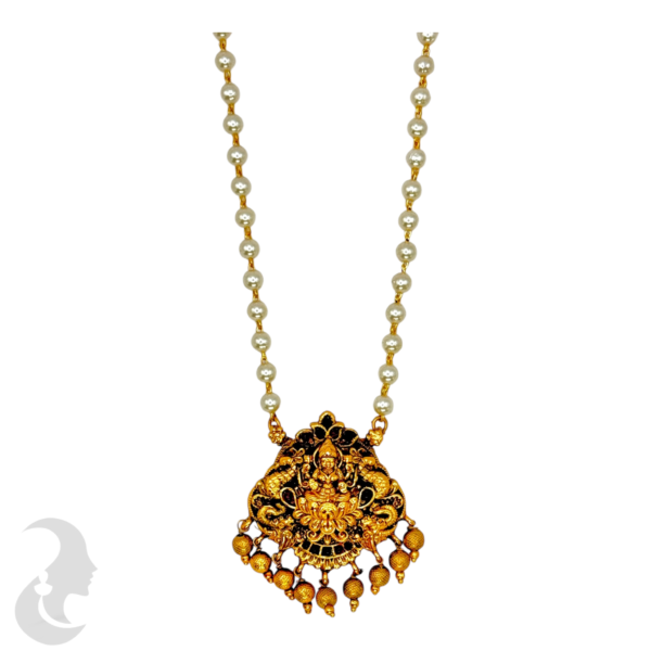 Lakshmi Design Pearl Pendant Necklace- Lakshmi Studs, Product Code: V-1482 - Image 2