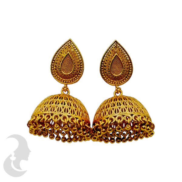 Premium Gold Jhumka- Gopi Design, Product Code: V-1070