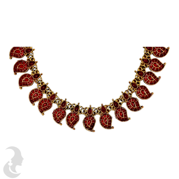 Mango Necklace- Ruby Color Stones- Studs, Product Code: V-1493 - Image 2