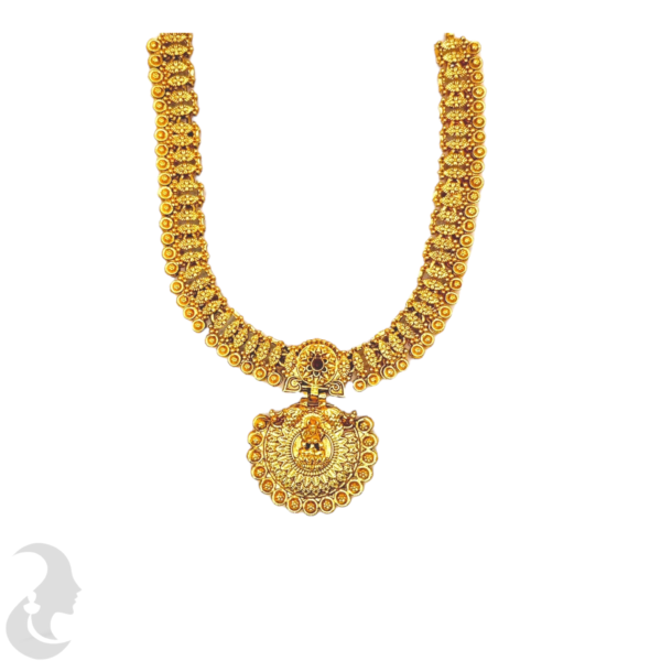 Short Gold Necklace- Lakshmi Design, Product Code: V-1494