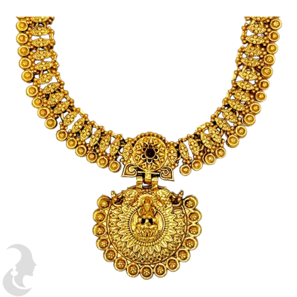 Short Gold Necklace- Lakshmi Design, Product Code: V-1494 - Image 2