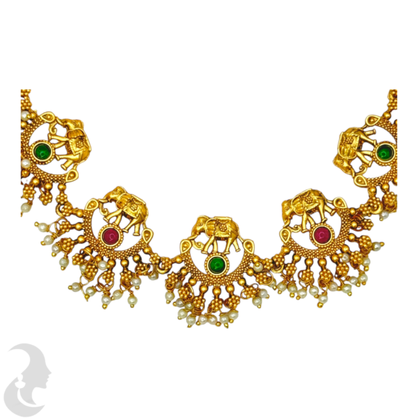 Short Necklace- Elephant Design- Studs, Product Code: V-1495 - Image 2