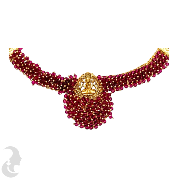 Choker- Ruby Color Stones- Lakshmi Design- Ruby Color Stone Studs, Product Code: V-1526 - Image 2