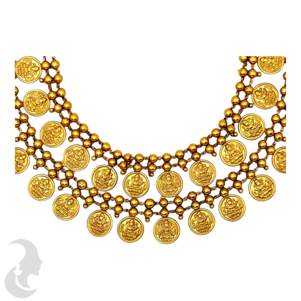 Double Layer Coin Necklace- Lakshmi Design- Jhumkas, Product Code: V-1532 - Image 2