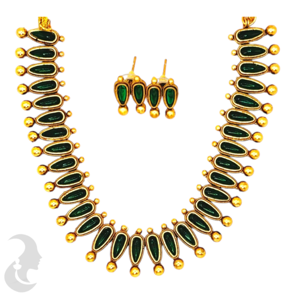 Gopi Design- Green Color Stones- Ruby Color Studs, Product Code: V-1546