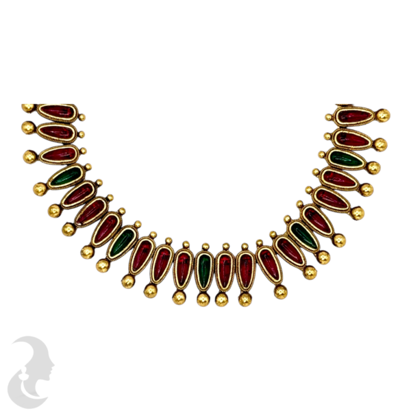 Gopi Design- Ruby Color & Green Color Stones- Ruby Color Studs, Product Code: V-1547 - Image 2