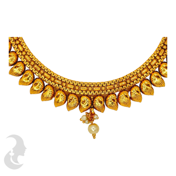 Gold Mango Necklace -Studs, Product Code: V-1008 - Image 2