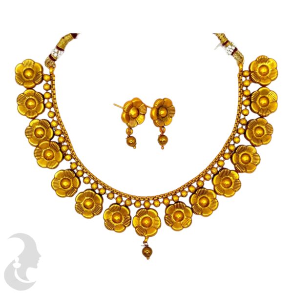 Short Necklace- Floral Design- Studs, Product Code: V-1663