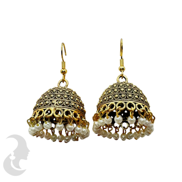 Black Gold Jhumka Set, Product Code: V-1726