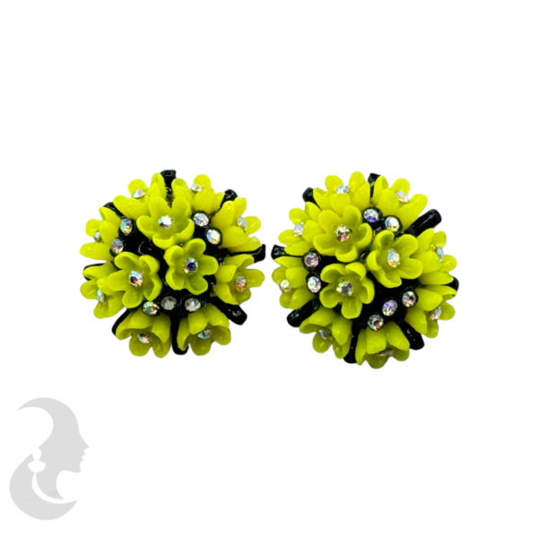 Flower Design Studs- Pista Green Color, Product Code: V-1734