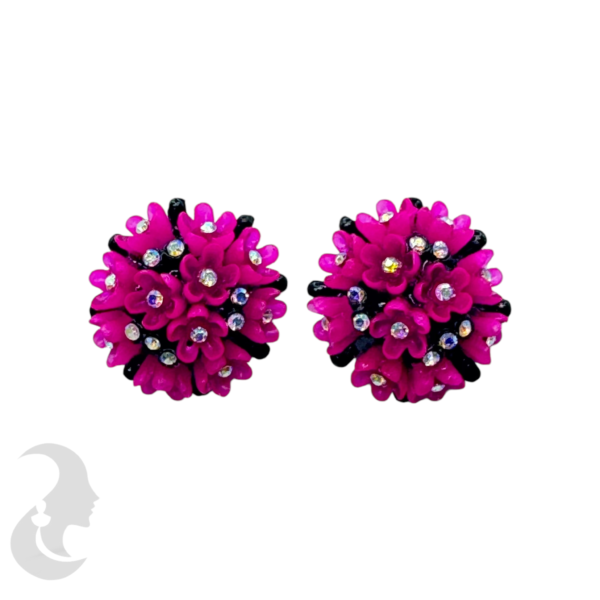 Flower Design Studs- Dark Pink Color, Product Code: V-1832