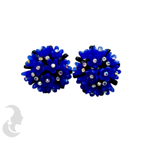 Flower Design Studs- Dark Blue Color, Product Code: V-1835