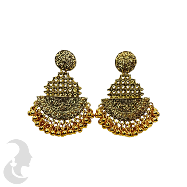 Black Gold Plated Earring Set- With Gold Hangings, Product Code: V-1738