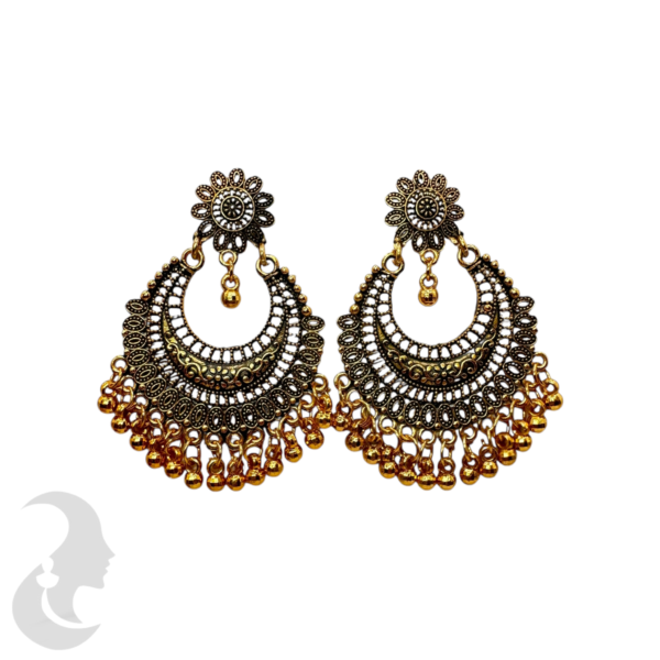 Black Gold Plated Earring Set- With Gold Hangings, Product Code: V-1739