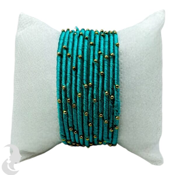 Fashion Bangles- Peacock Blue Thread- 12 Set, Product Code: V-1930