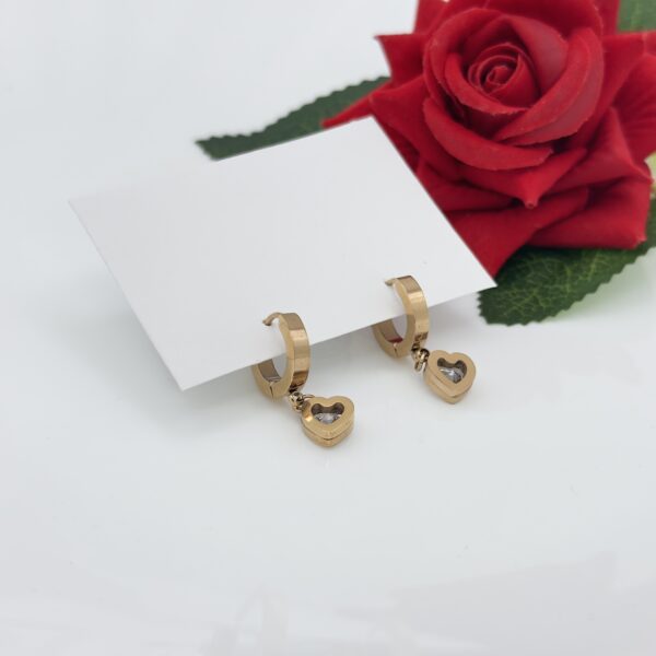 Stainless Steel Rosegold Plated Heart Shaped Hoops Earring, Product Code: D-5100