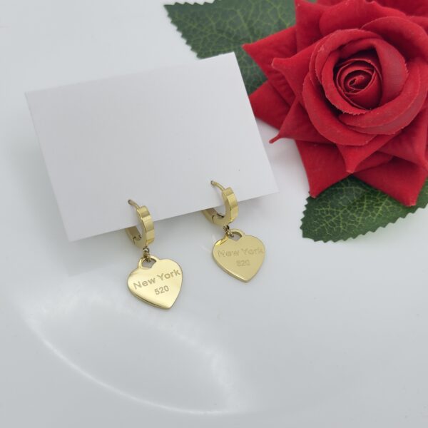 Stainless Steel Gold Plated Heart Shaped Fancy Hoops Earring, Product Code: D-5101