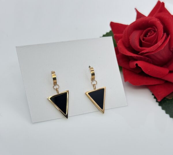 Stainless Steel Rosegold Plated Triangle Shaped Hoops Earring, Product Code: D-5119