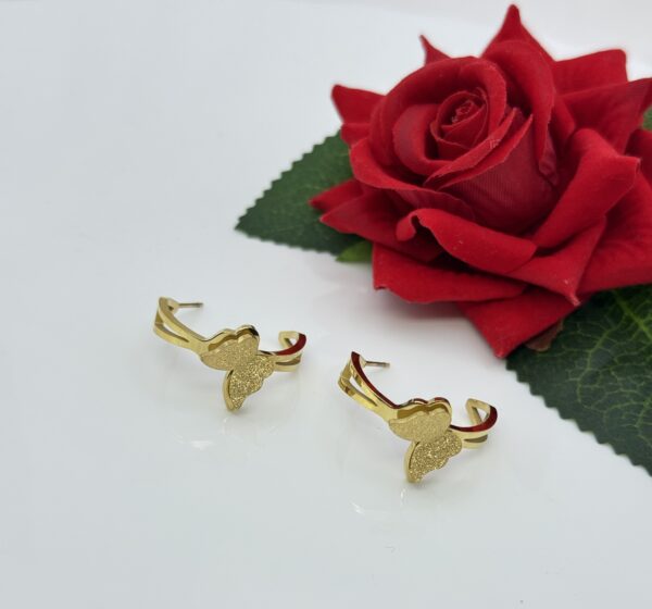 Stainless Steel Gold Plated Butterfly Cuff Hoops Earring, Product Code: D-5122