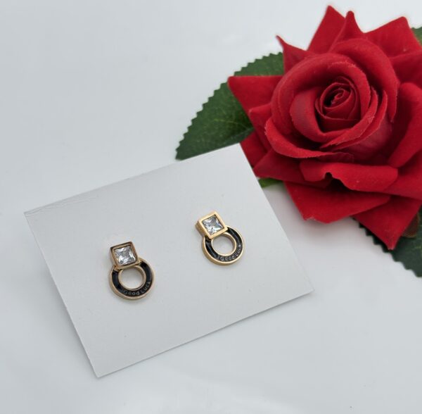 Stainless Steel Rosegold Plated Minimalist Stud Earring, Product Code: D-5126