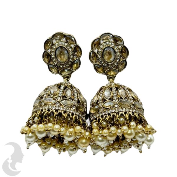 Kundan Jhumka- Gold Color Stone, Product Code: V-2236