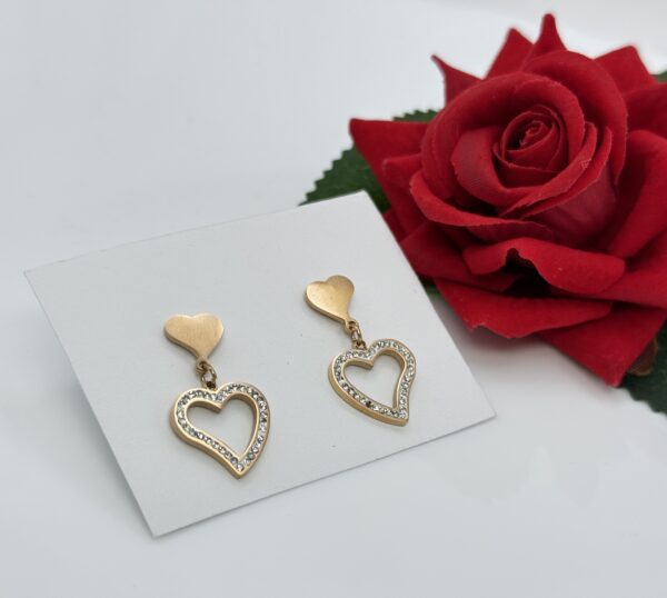 Stainless Steel Rosegold Plated Heart Shaped Earring, Product Code: D-5135